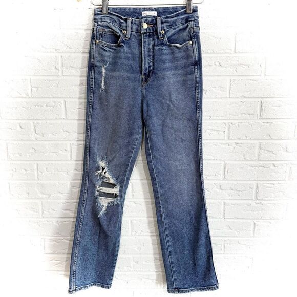 Good American Good Curve Distressed Jeans Size 2/26 - Picture 2 of 7